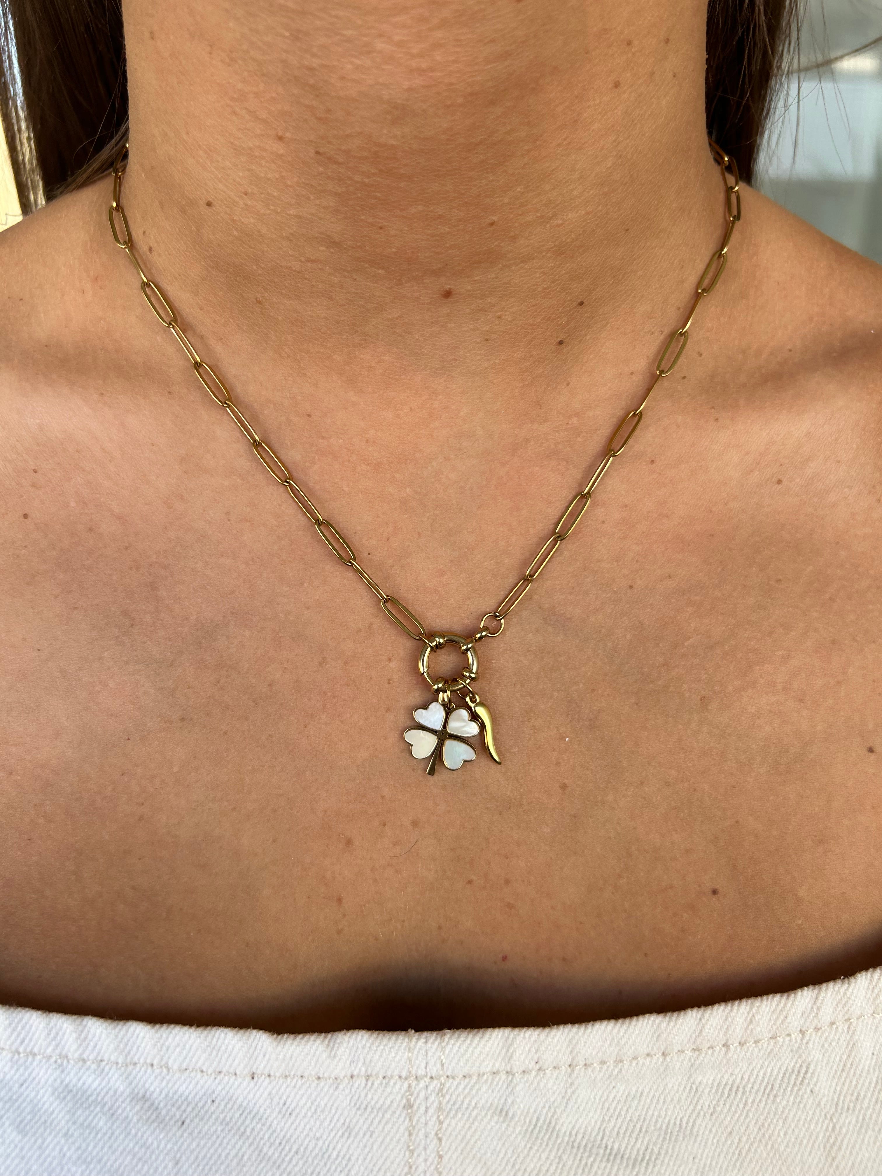Collana LUCKY CLOVER (catena maglie allungate)